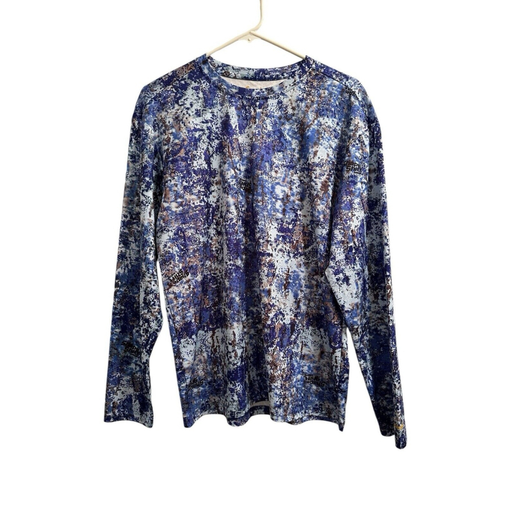 Gamehide Fishing Camo Shirt Blue Womens Medium Long Sleeves Pullover Camouflage